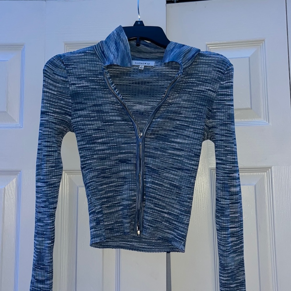 size small blue sweater zip up